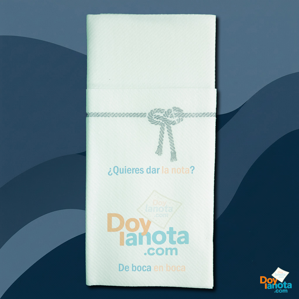 Servilleta kangurito arilaid blanca decorada lazo personalizada dos colores