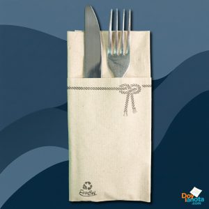 Servilleta kangurito anónima o genérica natural ecocel decorada lazo con cubiertos